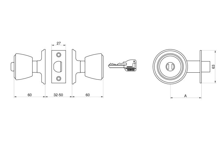Pomo 501B - Cerraduras Embutir 1 punto - DOM-MCM, Metalúrgica Cerrajera