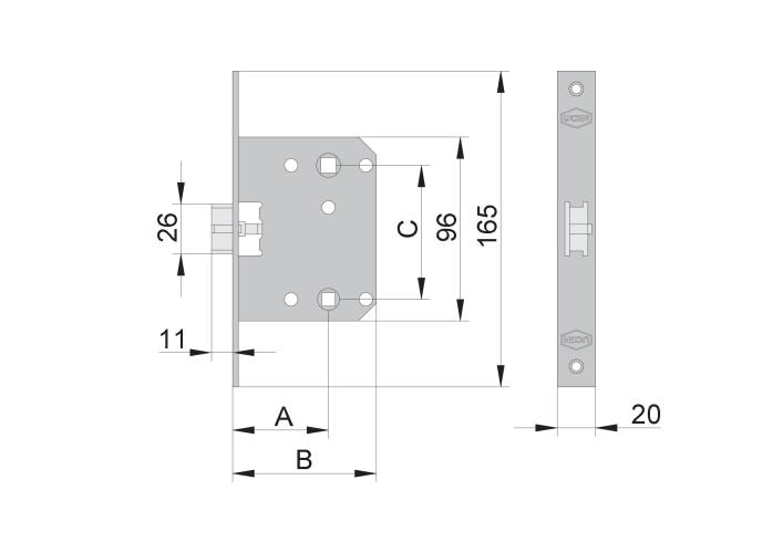 UCEM 6138BC - Cerraduras Embutir 1 punto - DOM-MCM, Metalúrgica