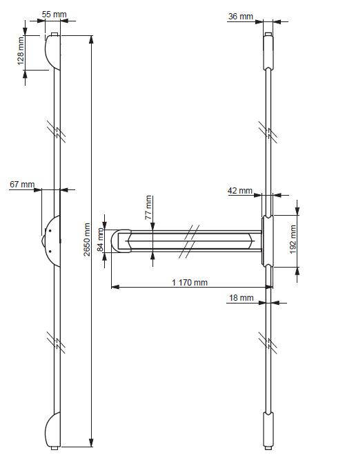 Pushbar éO 2 points Antipanic bar Dény Security